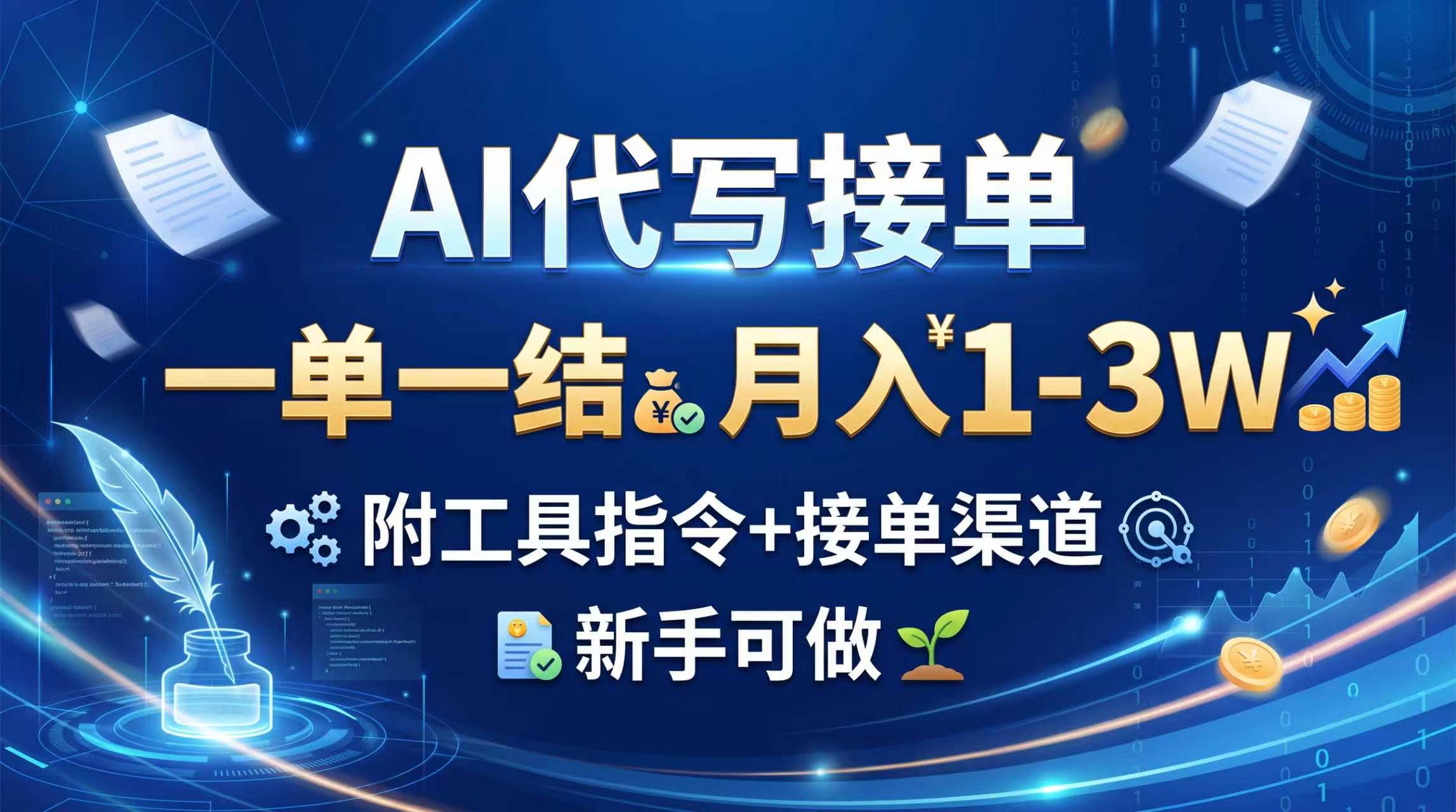 (20343期)AI代写接单,一单一结,月入1-3W,附工具指令+接单渠道,新手可做-子比支付