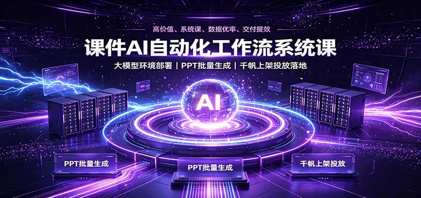 课件AI自动化工作流系统课：大模型环境部署，PPT批量生成，千帆上架投放落地-子比支付