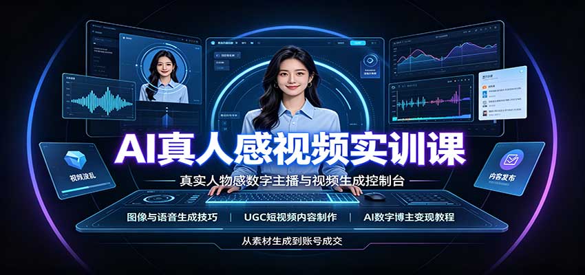 AI真人感视频实训课：图像语音生成，UGC内容制作，AI数字博主变现教程-子比支付