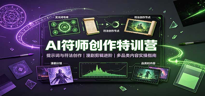 AI符师创作特训营:提示词与符法创作,漫剧剪辑进阶,多品类内容实操指南-子比支付