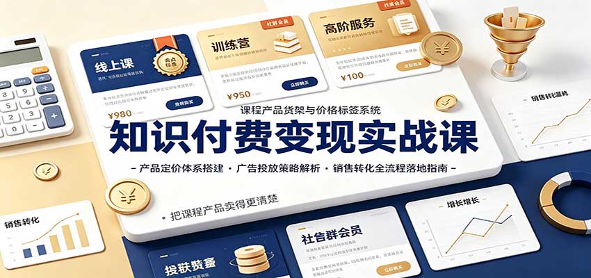 知识付费变现实战课：产品定价体系搭建，广告投放，销售转化全流程落地指南-子比支付