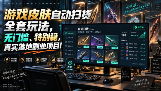 游戏皮肤自动扫货全套玩法,无门槛、特别稳,真实落地副业项目!【揭秘】-子比支付